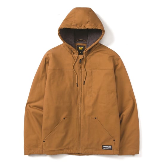 Caterpillar Kapuzen-Sherpa gefütterte Herren Fleecejacke in Bronze - Image 4