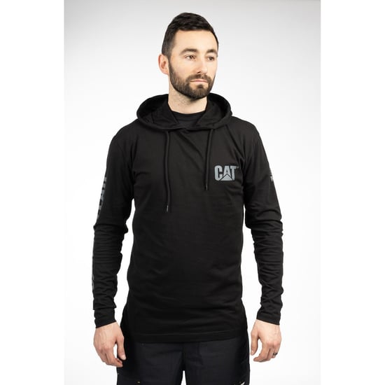 Cat 1510425 Herren Baumwoll-Kapuzenlangarmshirt - Schwarz - Image 2