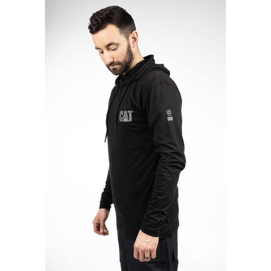 Cat 1510425 Herren Baumwoll-Kapuzenlangarmshirt - Schwarz - Image 4