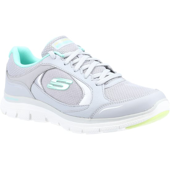 Skechers Flex Appeal 4.0 True Clarity Leder Damen Grau/Mehrfarbige Sneakers - Image 1