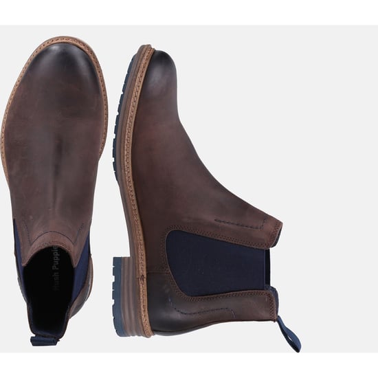 Hush Puppies Justin Chelsea Leder Herren Stiefel Braun - Image 6
