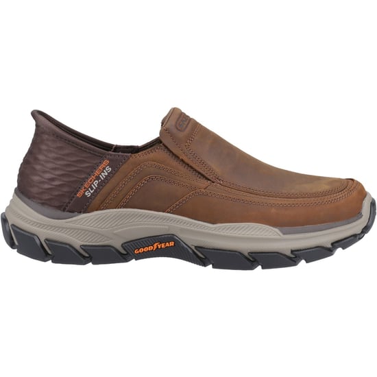 Skechers Respected Elgin Leder Herren Dunkelbraun Weite Moccasins Schuhe - Image 5