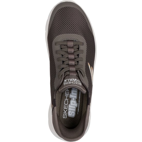 Skechers GO WALK Flex Hands Up Textil Herren Braune Sneaker - Image 3