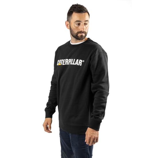 Caterpillar Mittelschwerer Rundhalsausschnitt Baumwolle Herren Schwarz Sweatshirt - Image 3