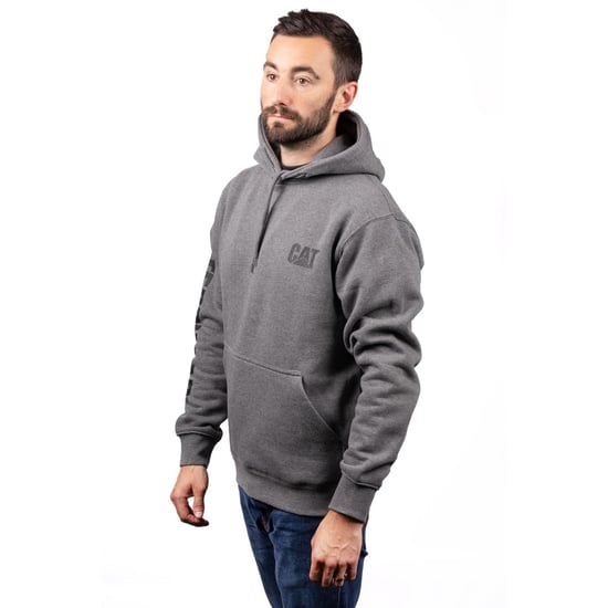 Caterpillar Markenbanner Baumwoll Herren Grau Kapuzenpullover - Image 3