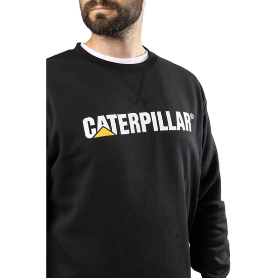 Caterpillar Mittelschwerer Rundhalsausschnitt Baumwolle Herren Schwarz Sweatshirt - Image 5