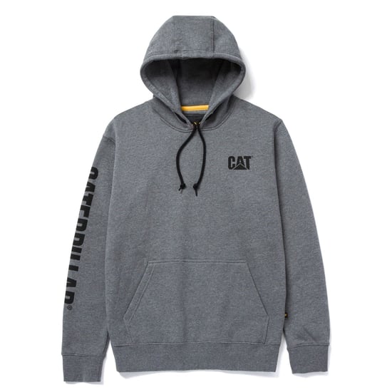 Caterpillar Markenbanner Baumwoll Herren Grau Kapuzenpullover - Image 6