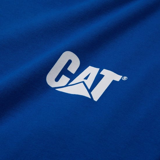 Caterpillar Markenbanner Langarm Baumwoll Herren Blau T-Shirt - Image 4