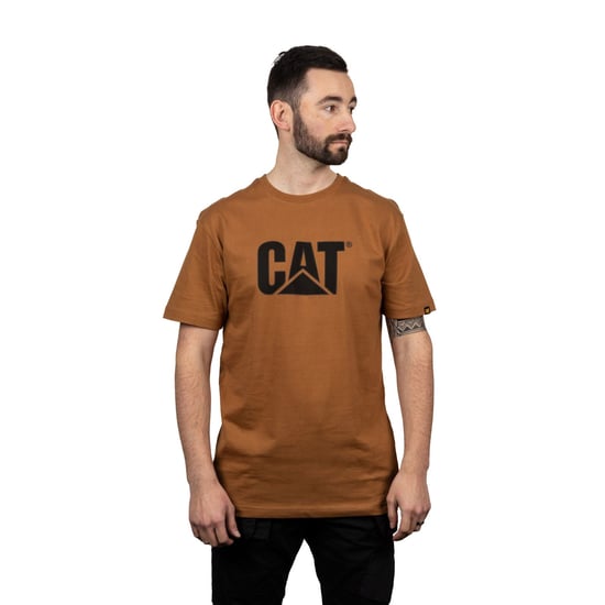 Caterpillar Markenzeichen Logo Baumwoll T-Shirts für Herren in Bronze mit kurzen Ärmeln - Image 1