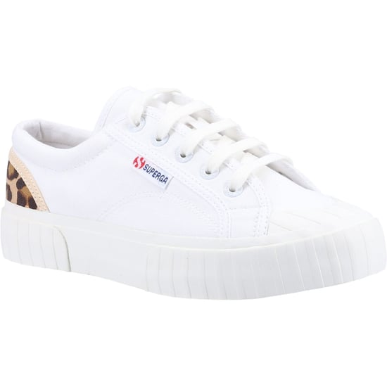 Superga 2630 Stripe Pad Leopard 100% Baumwolle Damen Weiß/Leopard Turnschuhe - Image 1