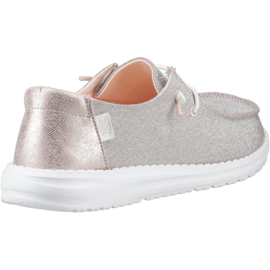 HEYDUDE Wendy Metallic Sparkle Polyester Damen Mokassins in Roségold - Image 2