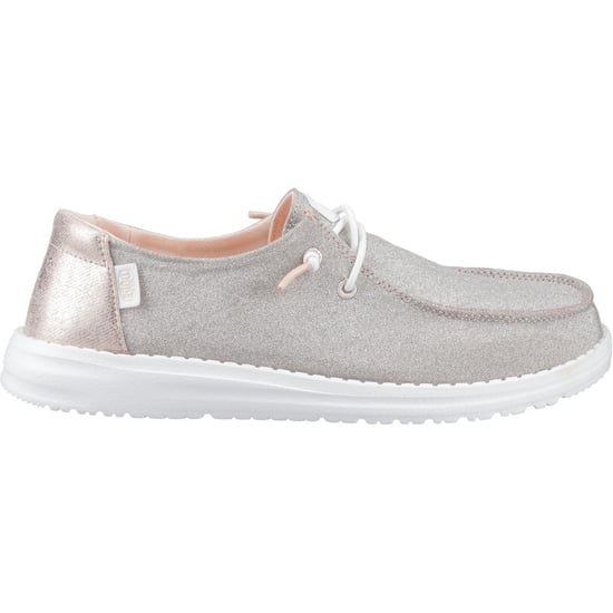 HEYDUDE Wendy Metallic Sparkle Polyester Damen Mokassins in Roségold - Image 5