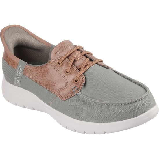 Skechers On-the-GO Flex - Palmilla Canvas/Kunstleder Damen Olivgrüne Bootsschuhe - Image 1