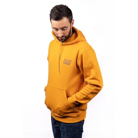 Caterpillar Markenbanner Baumwoll Herren Gelbes Kapuzenpullover - Image 3