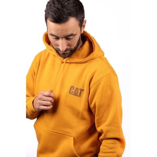 Caterpillar Markenbanner Baumwoll Herren Gelbes Kapuzenpullover - Image 5