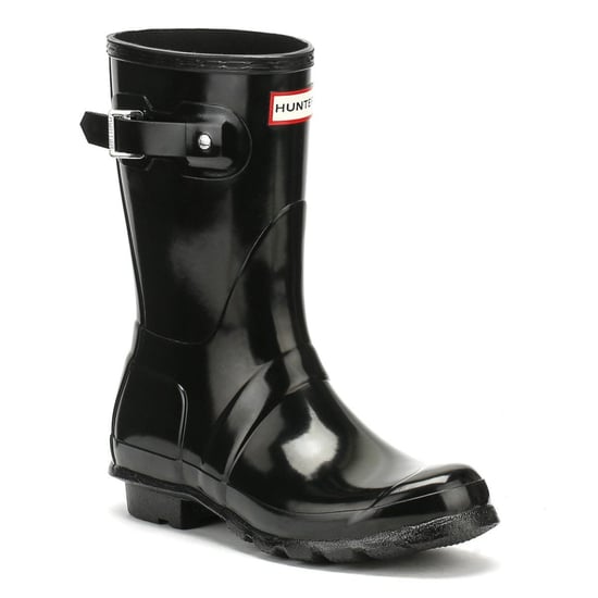 Hunter Original Gloss Short Schwarz Synthetik Gummistiefel - Image 1