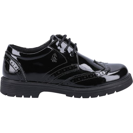 Hush Puppies SALLY PATENT SENIOR Leder Mädchenschuhe in Schwarz mit Brogue-Muster - Image 4