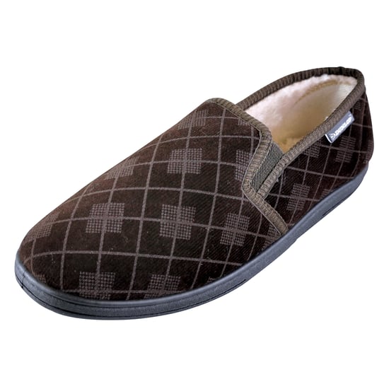 DUNLOP - HERREN PLÜSCHPELZ GEFÜTTERT MEMORY FOAM KARIERT MOKASSIN HAUSSCHUHE MIT HARTER SOHLE - Image 4
