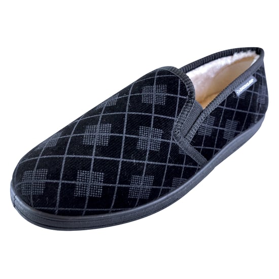 DUNLOP - HERREN PLÜSCHPELZ GEFÜTTERT MEMORY FOAM KARIERT MOKASSIN HAUSSCHUHE MIT HARTER SOHLE - Image 4