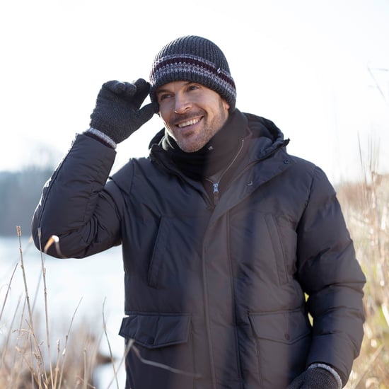 Mens Turnover Cuff Winter Beanie | Wärmehalter | Gestrickte gestreifte Thermomütze - Denim - Image 4