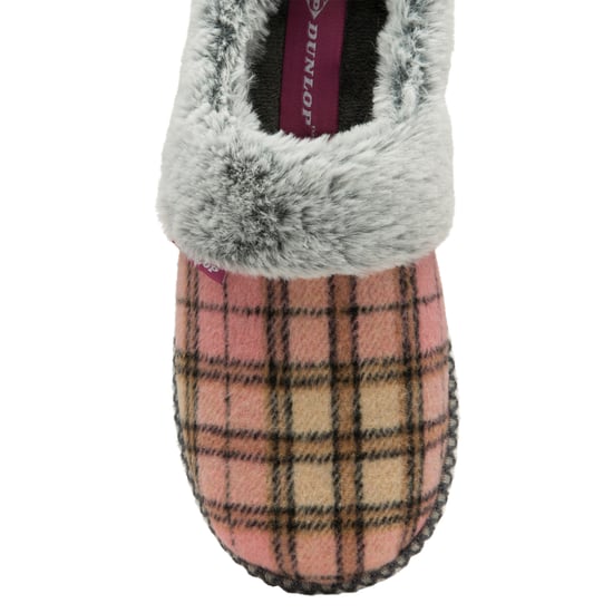 Dunlop - Damen niedlich kuschelig Plüsch Memory Foam gestrickt Hausschuhe mit offenen Rücken Mules - Image 5