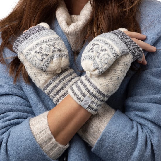 Ladies Warm Fairisle Patterned Thermal Fingerless Converter Handschuhe - Image 5