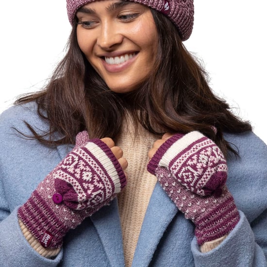 Ladies Warm Fairisle Patterned Thermal Fingerless Converter Handschuhe - Image 5