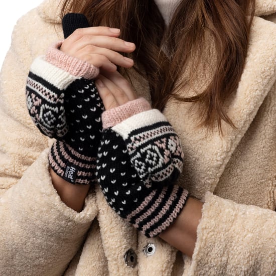 Ladies Warm Fairisle Patterned Thermal Fingerless Converter Handschuhe - Image 5