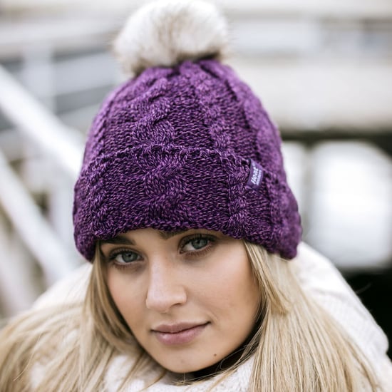 Wärmehalter - Damen Strickfleece gefütterte Thermo-Bommelmütze mit Pom Pom - Image 4