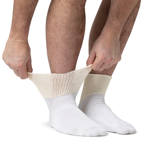 IOMI - 3 Paar Baumwolle gepolstert Diabetiker Socken für geschwollene Füße und Beine - Weiß - Image 3