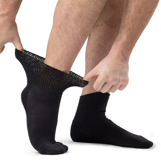 IOMI - 3 Paar Baumwolle gepolstert diabetischen Socken für geschwollene Füße und Beine - Schwarz - Image 3
