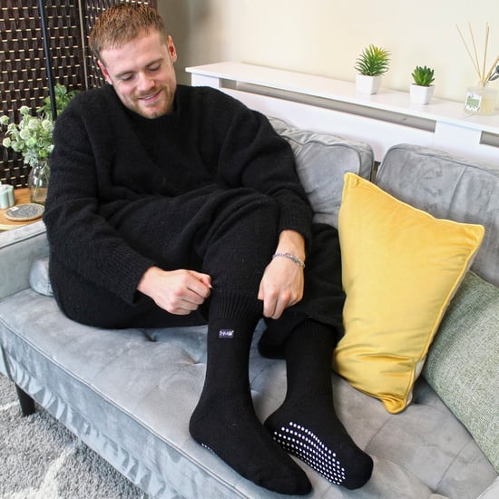 THMO - Herren Thermofleece gefütterte Hausschuhsocken mit rutschfesten Griffen - Image 3