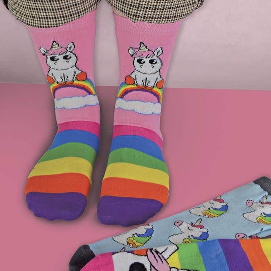 Damen gestreifte Regenbogen Einhorn Socken | 3 Paare | Socken Snob - Image 4