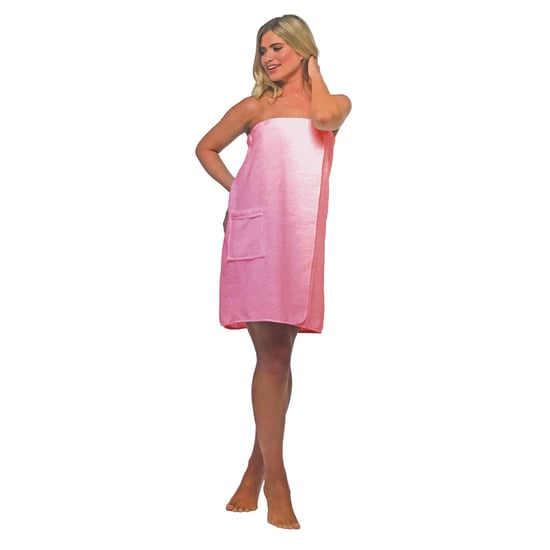 Womens 100% Baumwolle Frottee Spa Badetuch Wrap Dress mit Tasche - Image 4