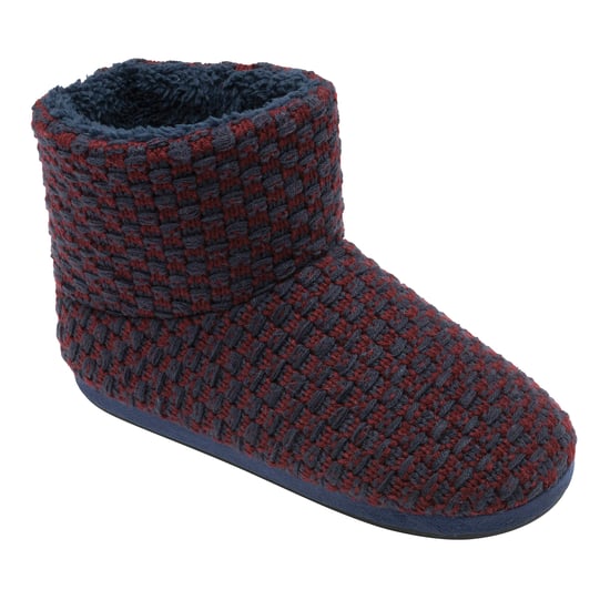 DUNLOP - Herren-Pelz-Sherpa-Gedächtnis-Schaumstoff-Pantoffelstiefel (8, Navy/Burgund) - Image 3
