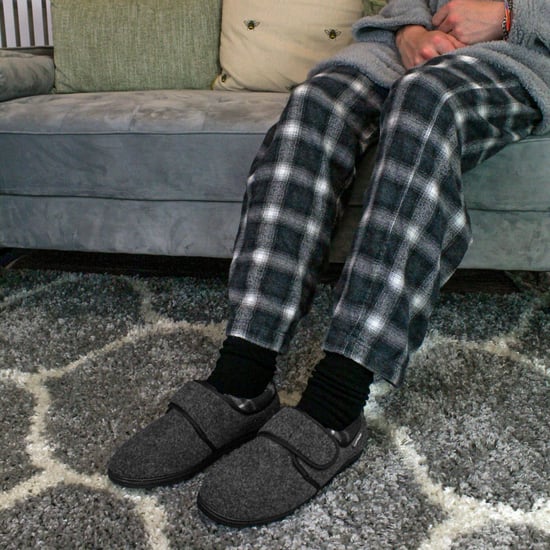 Klettverschluss Hausschuhe für Männer | Dunlop | Memory Foam | Orthapedic | Easy Close | Haus Schlafzimmer Indoor - Charcoal - Image 3