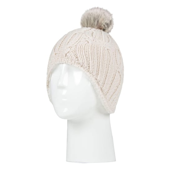 Wärmehalter - Mädchen Kabel gestrickt Beanie-Mütze mit Pom Pom Bommel für Winter | warme thermisch isolierte Mütze - Buttercreme - Image 3
