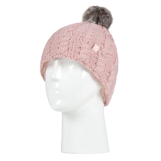 Wärmehalter - Mädchen Bommel Pom Pom Mütze und Handschuhe Set | Turn Over Cuff Hat & Cable Knit Gloves Style - Dusky Pink - Image 3