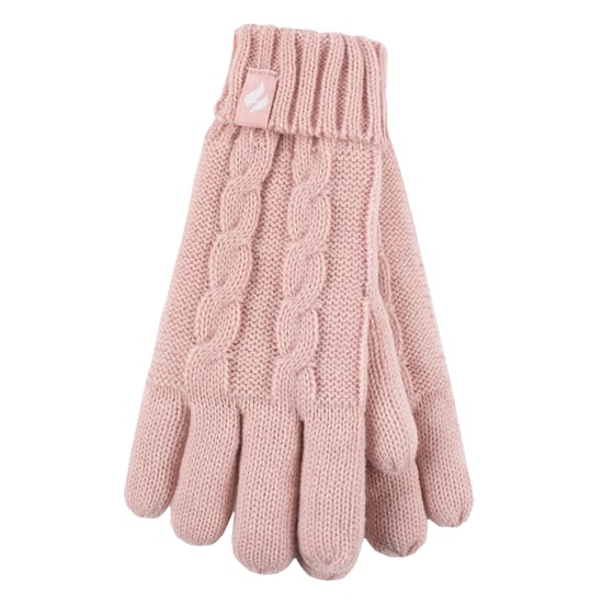 Wärmehalter - Mädchen Bommel Pom Pom Mütze und Handschuhe Set | Turn Over Cuff Hat & Cable Knit Gloves Style - Dusky Pink - Image 4