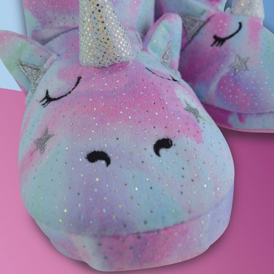 Kinder 3D rosa Einhorn Slipper Stiefel | Regenbogen Neuheit Booties für Mädchen - rosa - Image 3