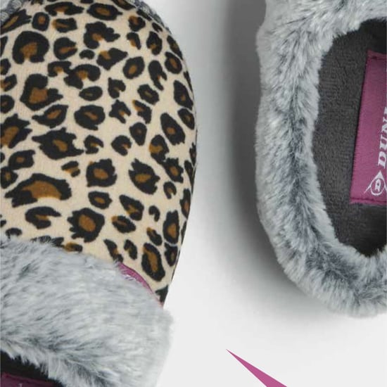 Dunlop - Damen niedlich kuschelig Plüsch Memory Foam gestrickt Hausschuhe mit offenen Rücken Mules - Image 3