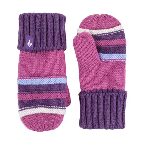 Wärmehalter - Mädchen Winter Warm Pom Pom Bobble Beanie Mütze und Handschuhe Set - Rot Violett - Image 4