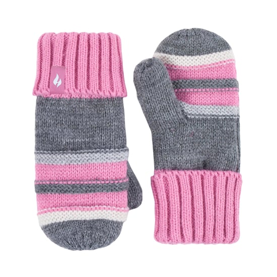 Wärmehalter - Mädchen Winter Warm Pom Pom Bobble Beanie Mütze und Handschuhe Set - Pebble Grey - Image 4