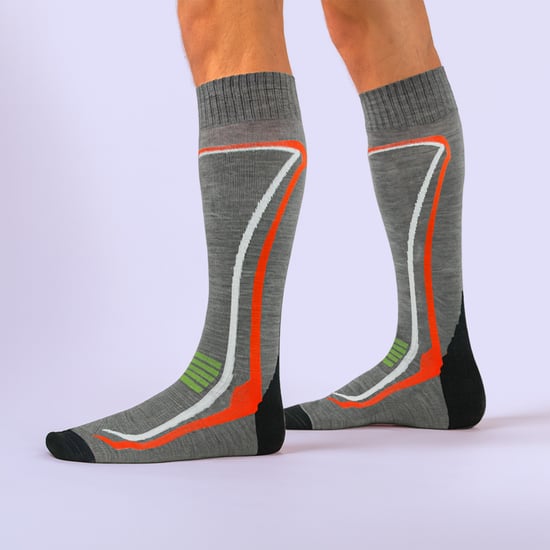 COMODO - Unisex Chaussettes Ski avec Laine Merinos Hautes Longues Genou - Gris - Image 3