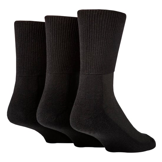 12 Paar Pack Diabetiker Socken ganzjährig Bundle Set | IOMI | Extra breite Socken für geschwollene Knöchel, Beine & Füße | Crew Ankle Trainer Diabetiker Socken in Baumwolle & Bambus - Schwarz - Image 3