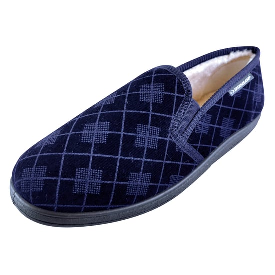 DUNLOP - HERREN PLÜSCHPELZ GEFÜTTERT MEMORY FOAM KARIERT MOKASSIN HAUSSCHUHE MIT HARTER SOHLE - Image 4