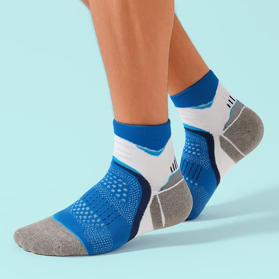 COMODO - Unisex Chaussettes Basses Running Argentees courtes Antibacteriennes - Blanc Bleu - Image 3