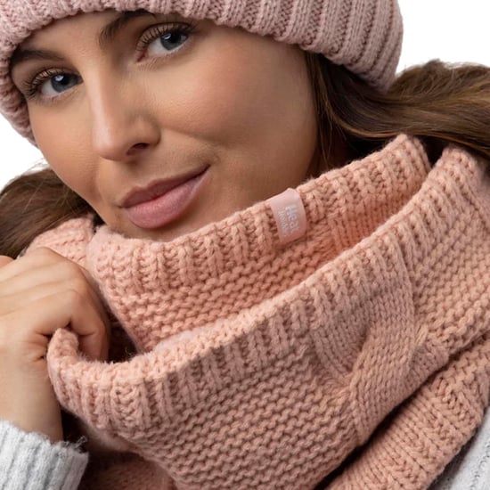 Heat Holders Damen-Winterschal mit weichem Fleece-Futter, Zopfmuster, Infinity-Schal, Koralle - Image 3