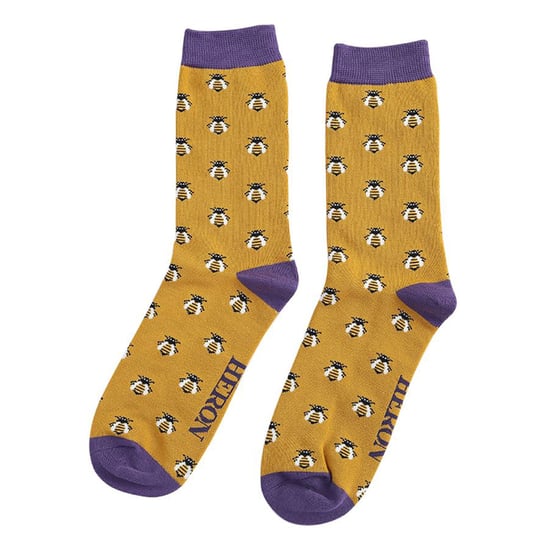 Mr. Heron - Homme Chaussettes Animaux | Chaussettes Fantaisie Bambou Colorees - Abeille Au Miel (Jaune) - Image 4