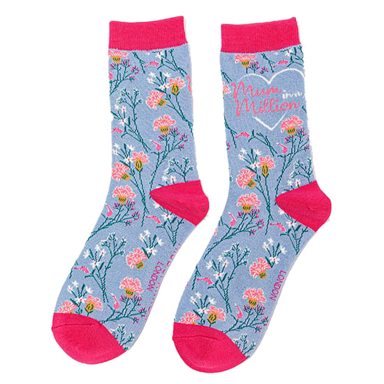 Miss Sparrow Damen-Mama-Socken | Blumengemusterte Bambussocken | Atmungsaktiv weich | Geschenke für Mütter zum Muttertag (blau) - Image 5